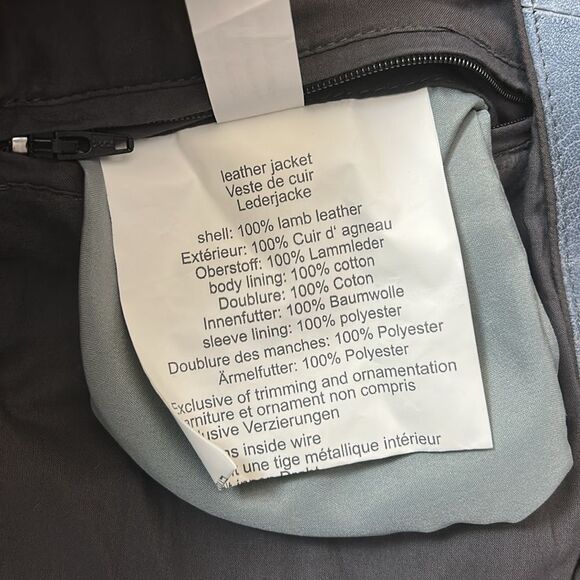 Womens stunning MAURITIUS SofiStar motor Jacket Light Blue Small 6 lamb leather - Picture 16 of 16